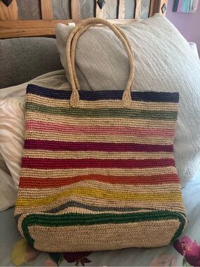 Faherty Striped Woven Tote in Multi Stripe